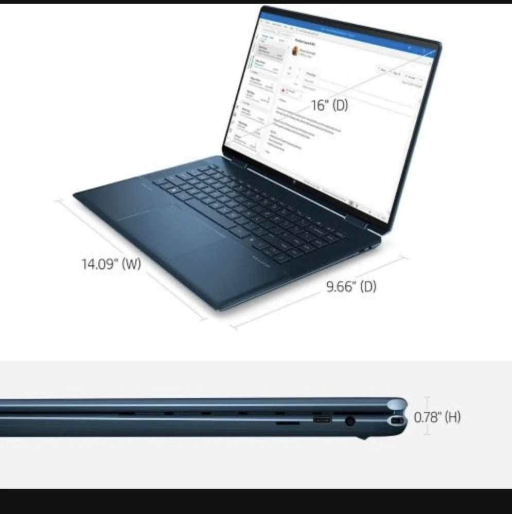 HP-Spectre 2-in-1 16" 3K+Touch-Screen Laptop-Intel Ev-Core i7-16GB Memory 512 GB - Picture 12 of 13